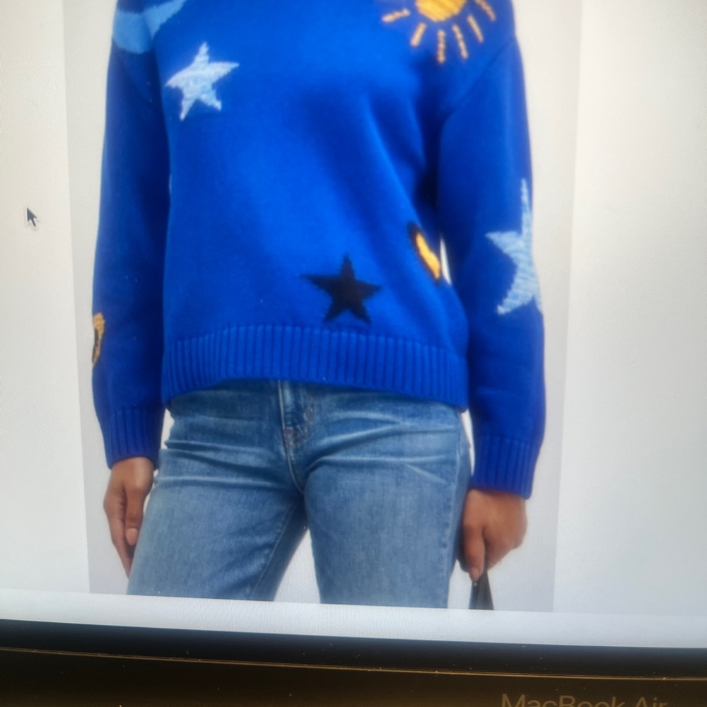 Rails Blue Sweater with Star and Sun Design